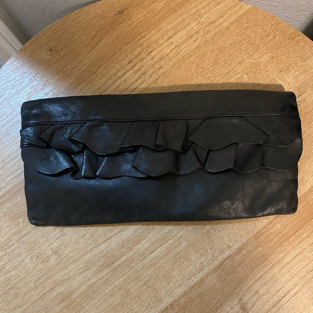 Hobo Black Ruffle Clutch